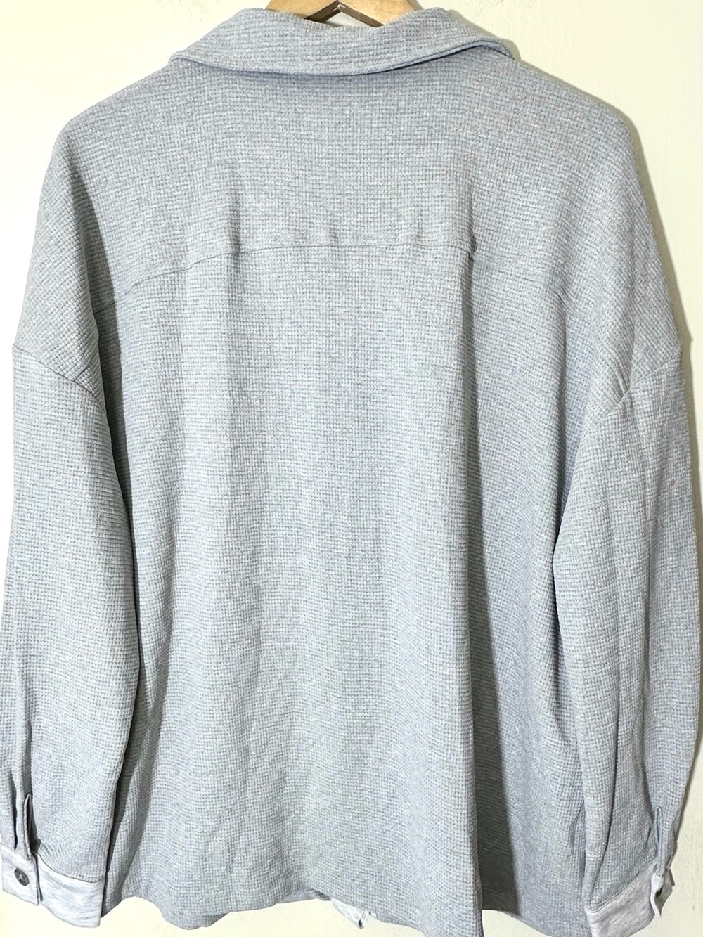 CUPSHE Light Collared Gray Button-Up Shacket Jacket WomenS Sz Large Waffle Textu - Picture 4 of 9
